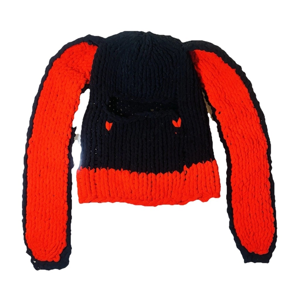 Knitted Fluffy Winter Warm Hat‎ with Long Rabbit Ears Beanie Cute Handmade